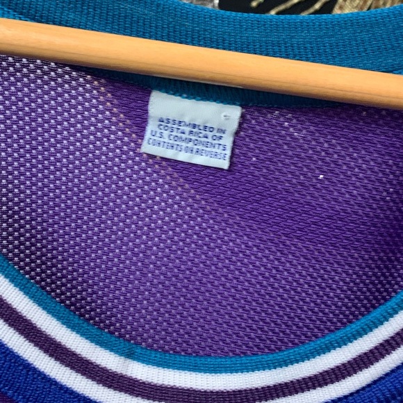 Vintage Champion Charlotte Hornets 2 L Larry Johnson NBA Basketball Jersey 44 - Picture 6 of 11